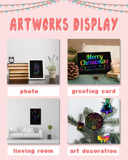 OSLINE Arts and Crafts for Kids 3-10, Rainbow Scratch Paper Art Notebooks, Art Supplies Kit for Gifts