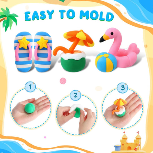 30 Sets Summer Capoda Air Dry Clay Kit for Kids End of School Year Gifts DIY Modeling Clay Arts Crafts Kit for Beach