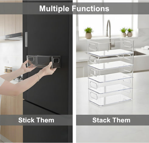 MGY 4Pack Clear Magnetic Baby Bottle Organizer for Refrigerator, Space-Saving Storage for Baby Bottles,Bottle Organizer