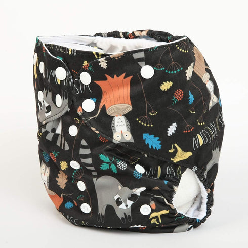 Junior Big Cloth Diaper Pocket Reusable Baby Kids Toddler (Racoon Owl) - 2 to 7 Years Old