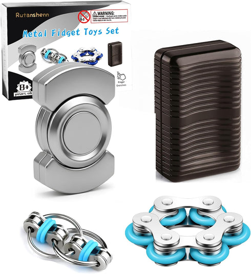 Rutanshenn Metal Fidget Toys Adults Set Magnetic Spinner Slider - Premium Stress Relief