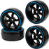 1/10 RC Drift Car Tires Hard Plastic Tyre & 12mm Hex Hub Wheel Rims 6 Spoke Compatible with Traxxas HSP Tamiya Kyosho