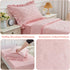 4 Set Set Set Piece Boho Tufted Toddler Bedding for Girls Pink Ruffle Crib Bed Sheets Soft Jacquard Embroidery Toddler