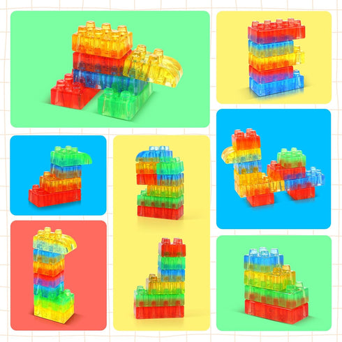 24PCS Playset LESONG Sensory Building Toys for Toddlers: Squeezable Silicone Stacking Toys Early Learning Construction