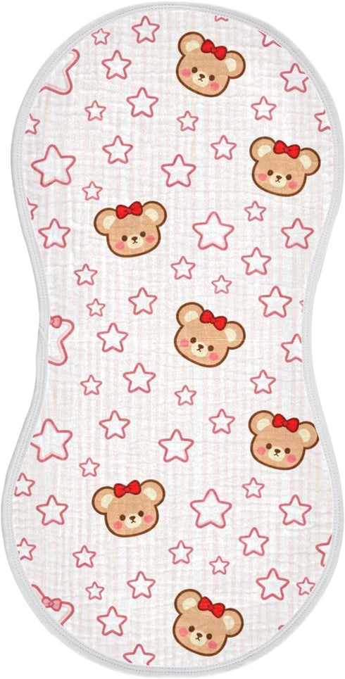 decor gift Cotton Baby Burp Cloth Easy Care Cartoon Cute Red Stars Bear spit