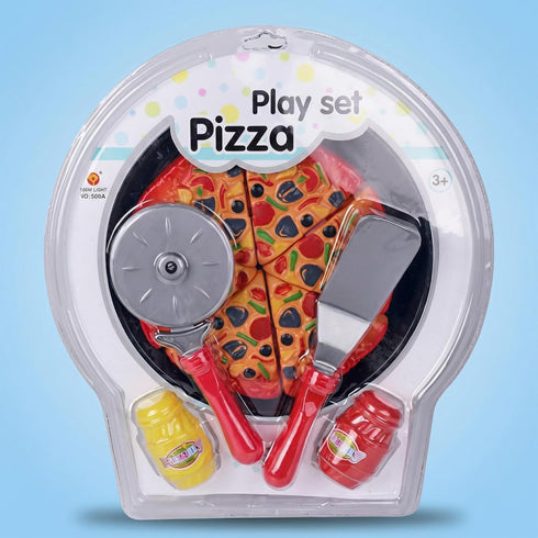 11 Set Playset PCS Pizza Party Toy Play for Kids, Pizza Pie Pretend Play Food - Slice and Serve Plastic Kitchen Cooking