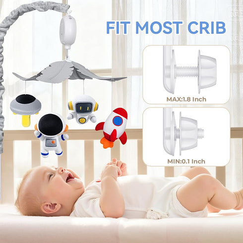 0-6-12 Feisike Space Crib Mobile, Spaceman Baby Mobile for Crib Nursery Decor Hanging Plush Crib Toys for Newborn Boys