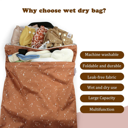 2 Pack (W004L) Mama Koala Reusable Hanging Wet Dry Bags for Baby Items, Cloth Diapers, Swimsuits, Travel, Gym Clothes