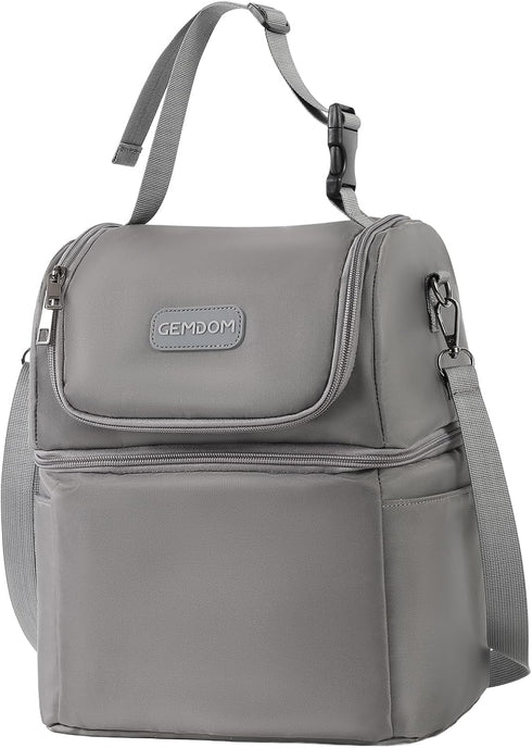 Gemdom Pack, 6 Breast Cooler Travel Bag with Ice Fits Baby Bottles, Insulated Bottle Storage Cooler Bag, Double Layer