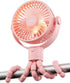 Coohea Stroller Fan Rechargeable Battery Powered Portable Fans, Head Detachable 360 Rotatable