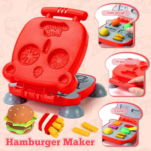 3 1 Sets 59 4-8, 3+ SOCBTNSO in Dough PCS for Kids Ages Dough Tools Kit with Ice Cream Noodle Hamburger Maker Machine
