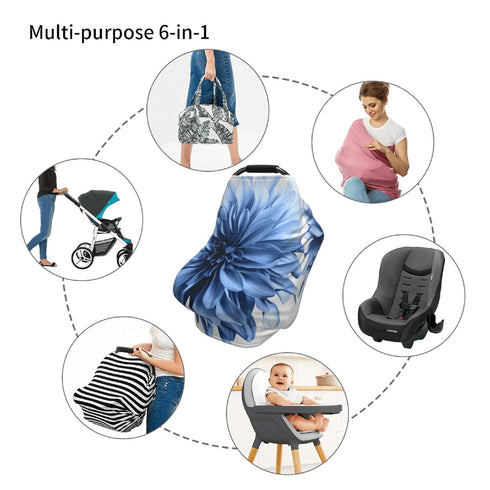 Schgap Blue Flower Car Seat Cover for Baby Nursing Cover Breastfeeding Baby Carrier Covers Carseat Canopy for Shower