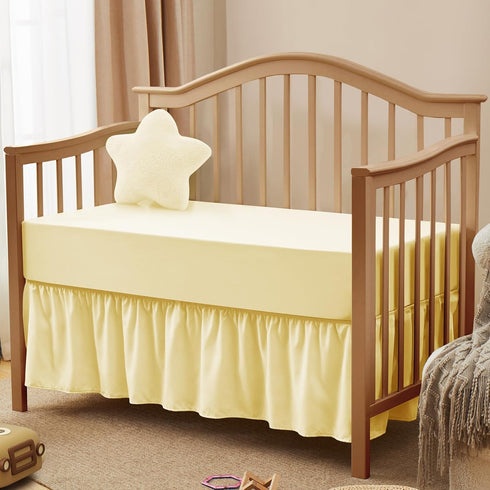 2 Pack Baby(52" 28") Vonty Breathable Fitted Crib Sheet for Boys and Girls - Rayon Derived from Bamboo, White & Beige