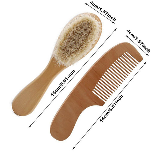 Generic Set Set Baby Hair Brush and Comb for Newborns & Toddlers, Hairbrush and Comb Wooden with Natural Goat Bristles