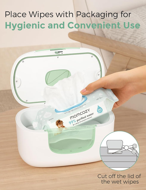Momcozy 100pcs 10-Min 4 3-Level New Baby Wipe Warmer, Larger Capacity Wipe Dispenser, Fast Heating with Temperature