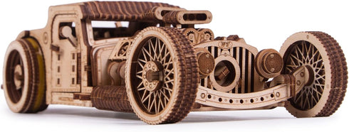 Wood Trick Hot Rod Wooden Model Car Kit, Rides up to 32 Feet, 3D Wooden Puzzles for Adults and Kids