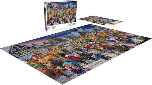 2000 Buffalo Games Winter Village Festival - Piece Jigsaw Puzzle - Colorful, Christmas Puzzles for Adults Precision-Cut