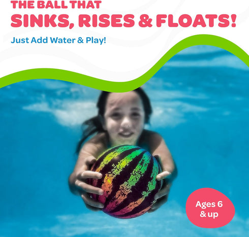 Watermelon Ball JR - Durable Pool Toy for Underwater Games, Perfect for Water Parties, Ages 6+