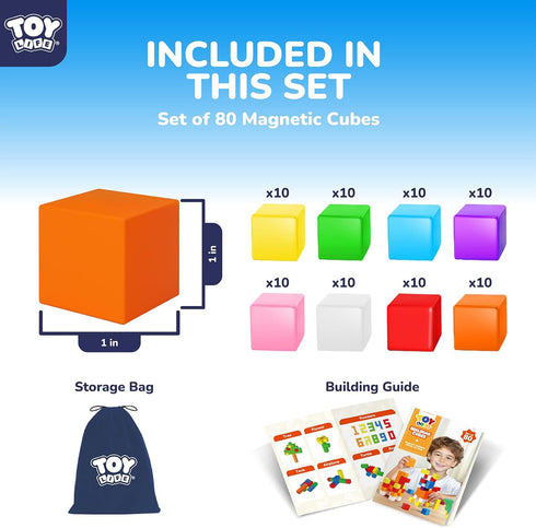 80PCS 3 4 5 6 3-5 4-8 Magnetic Blocks, Magnetic Building Blocks for Kids Ages Year Old, Magnet Cubes, Autism Montessori