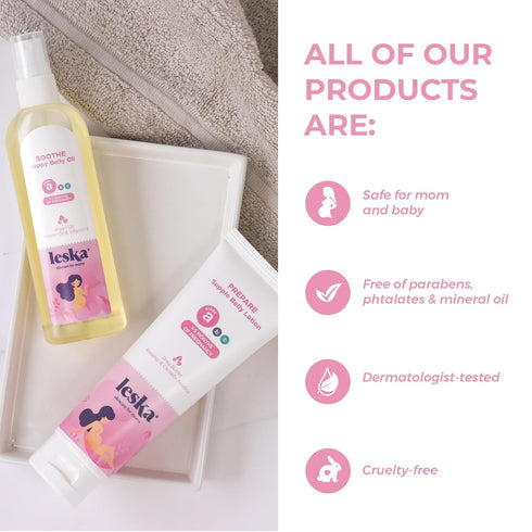 Maternity Stretch Mark Moisturizing Oil, STAGE A: SOOTHE Happy Belly Oil for Pregnancy Months 1-5, 4.22oz