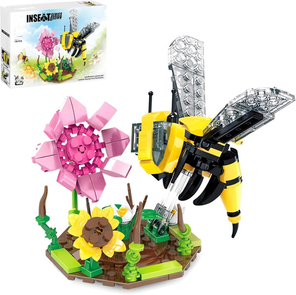 WULOBOOI Ideas Insect Collection Toy Building Sets, Bee with Flowers Sunflowers Nature Display