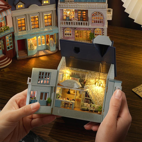 DIY Miniature House Kit, CUTEROOM Wooden Dollhouse Kit with Furniture, Birthday Gift for Women and Girls (Warm Manor)