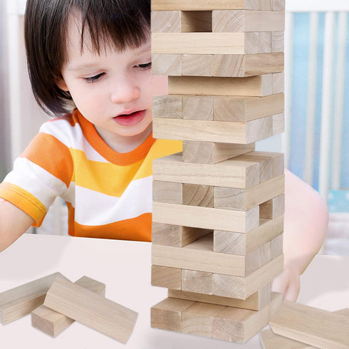 3.2 60pcs GOTHINK Giant Tumble Tower Game, Large Tumbling Tower Stacking to Over FT Wooden Jumbo Blocks for Outside
