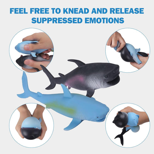AiSiXin (2Pack) 8 Inch Shark Stress Balls Squishy Toys for Kids Adults, Shark Squishy Ball, Dough Ball, Animal Squeeze