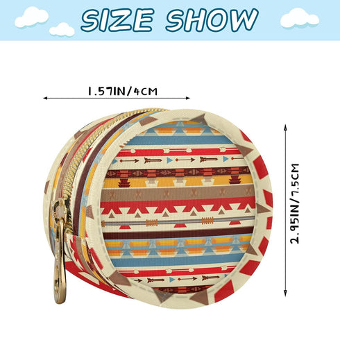 Boho Tribal Aztec Round Pacifier Storage Case with Zipper, Portable Pacifier Case for Travel, Diaper Bag & Purse