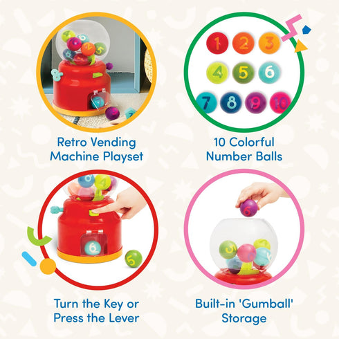 Battat Bubble Dispenser for Kids - Mini Vending Machine Toy with 10 Colorful Number Balls