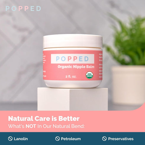 (2 oz) Popped Organic Nipple Butter | Made in the USA | Moisturizing Nipple Cream for Sore, Dry, and Cracked Nipples |