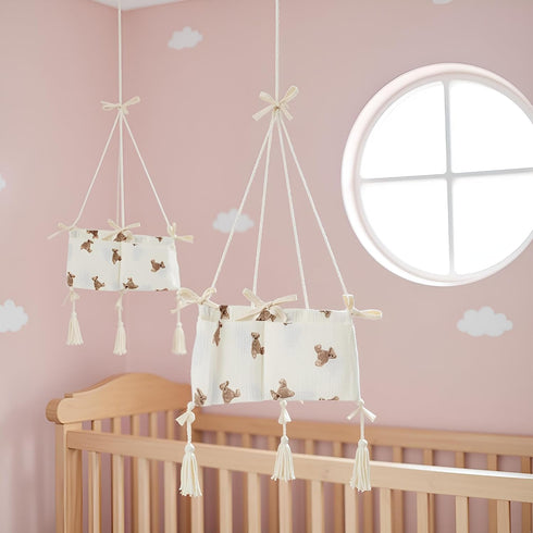 BWESOO White Bedside Hanging Bags Milk Bottle Bib-Storage Crib Organizer Baby Nappy-Dormitory Bed-Bunk Organizing Bag