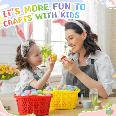 50 Wenqik Pcs Plastic Easter Baskets for Kids Bulk Easter Egg Baskets Empty Easter Plastic Buckets for Kids with Handle