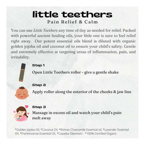 PLENNY 100% 3 10ml Little Teethers Baby Teething Roller Organic Essential Oil Relief for Sore Gums, Fussiness & Sleep