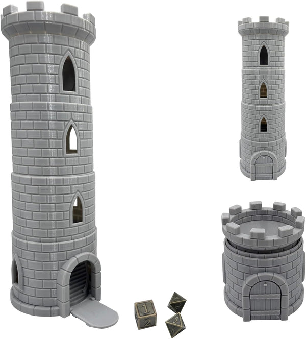 HAUTICO Collapsing Dice Tower and Little Town Houses Scene - Terrain Scenery for 20-28mm Miniatures Wargame, D&D Table