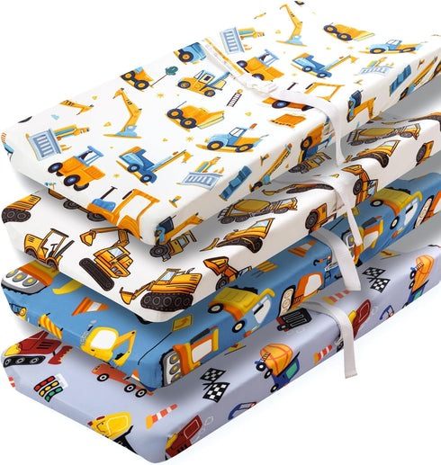FIGEPO 4 Pack Baby Boy Changing Pad Covers Sheets Set Soft Fitted Baby