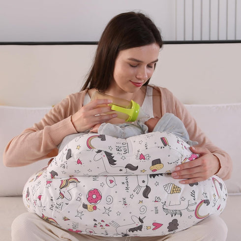BATTOP Nursing Pillow for Breastfeeding with Removable Covers, PlusSize Breastfeeding Pillows for Mom, Bottle Feeding