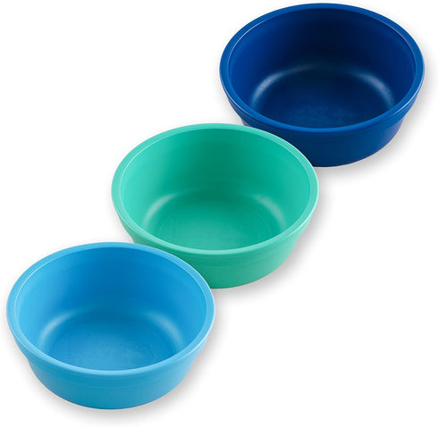 Re-Play 12 Oz. Toddler Bowls - Set of 3 - Dishwasher and Microwave Safe - Made in USA - True Blue