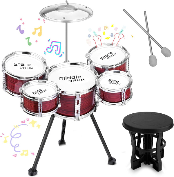 Upgraded Kids Drum Set, 5 Piece Toy Set for Toddlers 3-5 Band