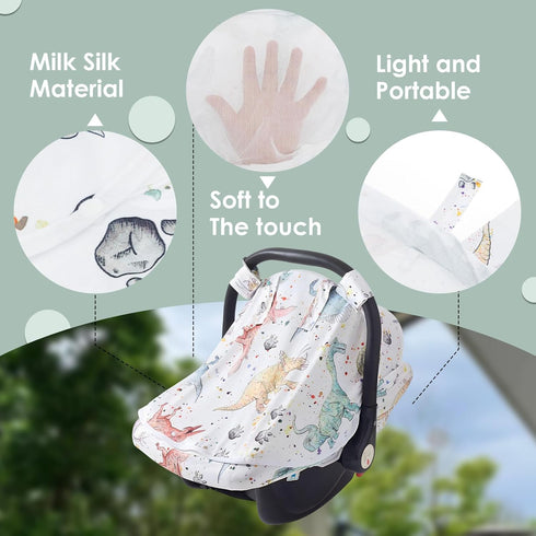 ZJMCAJY 3 1) Baby Car Seat Cover, Infant Carrier Canopy for Boys Girls with Two Way Zipper Windproof Modes with Extra
