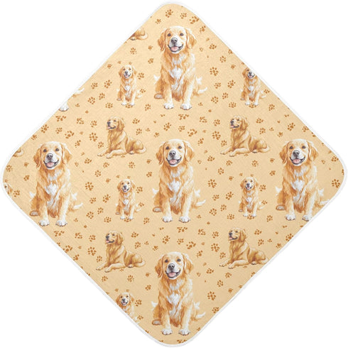 Pigsaly Golden Retriever Dogs Hooded Baby Towel Cute Gold Puppy Baby Bath Towel