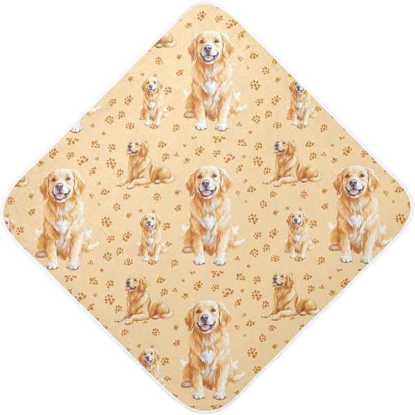 Pigsaly Golden Retriever Dogs Hooded Baby Towel Cute Gold Puppy Baby Bath Towel