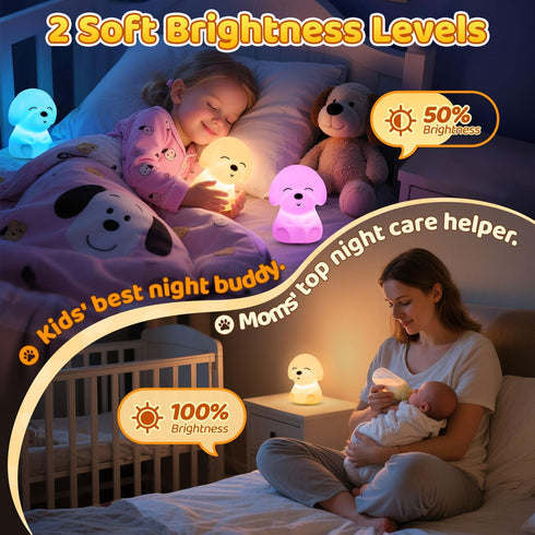 16 2 30/60min 10h Night Light for Kids | Colors & Brightness & Timer & Soft Silicone & Use | Cute Night Light for Baby