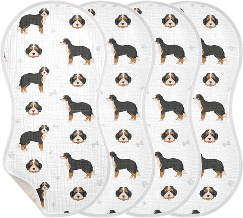1 Pack vvfelixl Burp Cloths Bernedoodle Dog for Baby Boy Girls Baby Washcloths Burp Rags