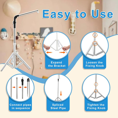 Quynhni 56-78" 180 Baby Crib Mobile Arm,Mobile Hanger for Crib Adjustable Height Top Can Rotate Suitable for Baby Girls