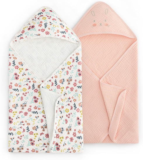 david's kids 2 Pack Hooded Baby Towels, Large 32"x32", 6 Layer 100%