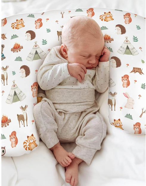 Camping Animals Baby Nursing Pillow Covers for Boy Girl Bear Deer Raccoon Squirrel Bunny Hedgehog Owl Nursery