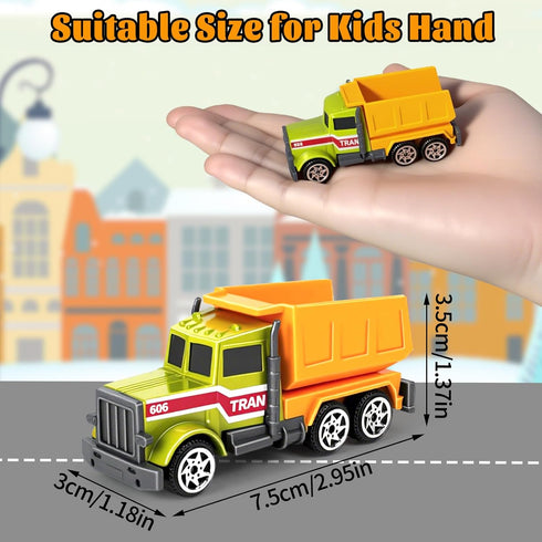 6 Pack 3-5 6 7, Construction Toy, Mini Diecast Farm Tractor Toy Construction Trucks for Kids Boys Age Excavator