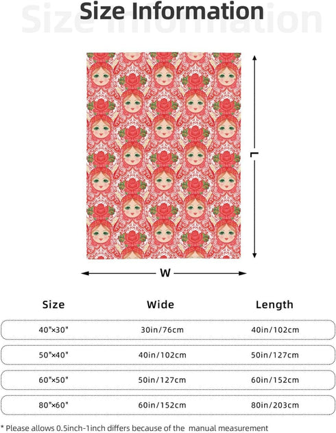 Duduho Cozy 40"X30" Traditional Russian Nesting Doll Baby Blanket Ultra Soft Throw Blanket All Season Warm Light Weight