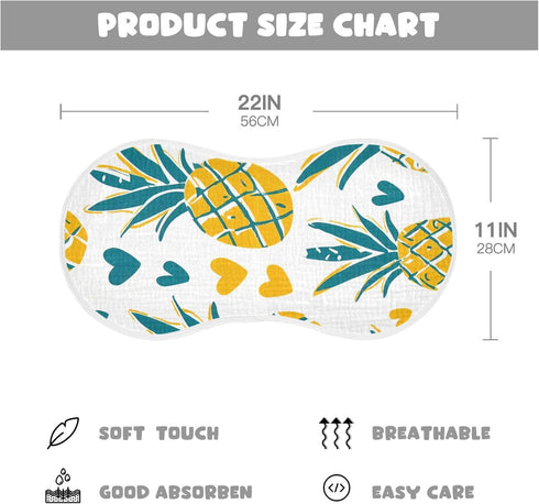 PaChyLuu 2 Pack 22 11 Inch Cartoon Pineapple Muslin Burp Cloths Cotton Absorbent Baby Burping Rags for Boys Girls Soft